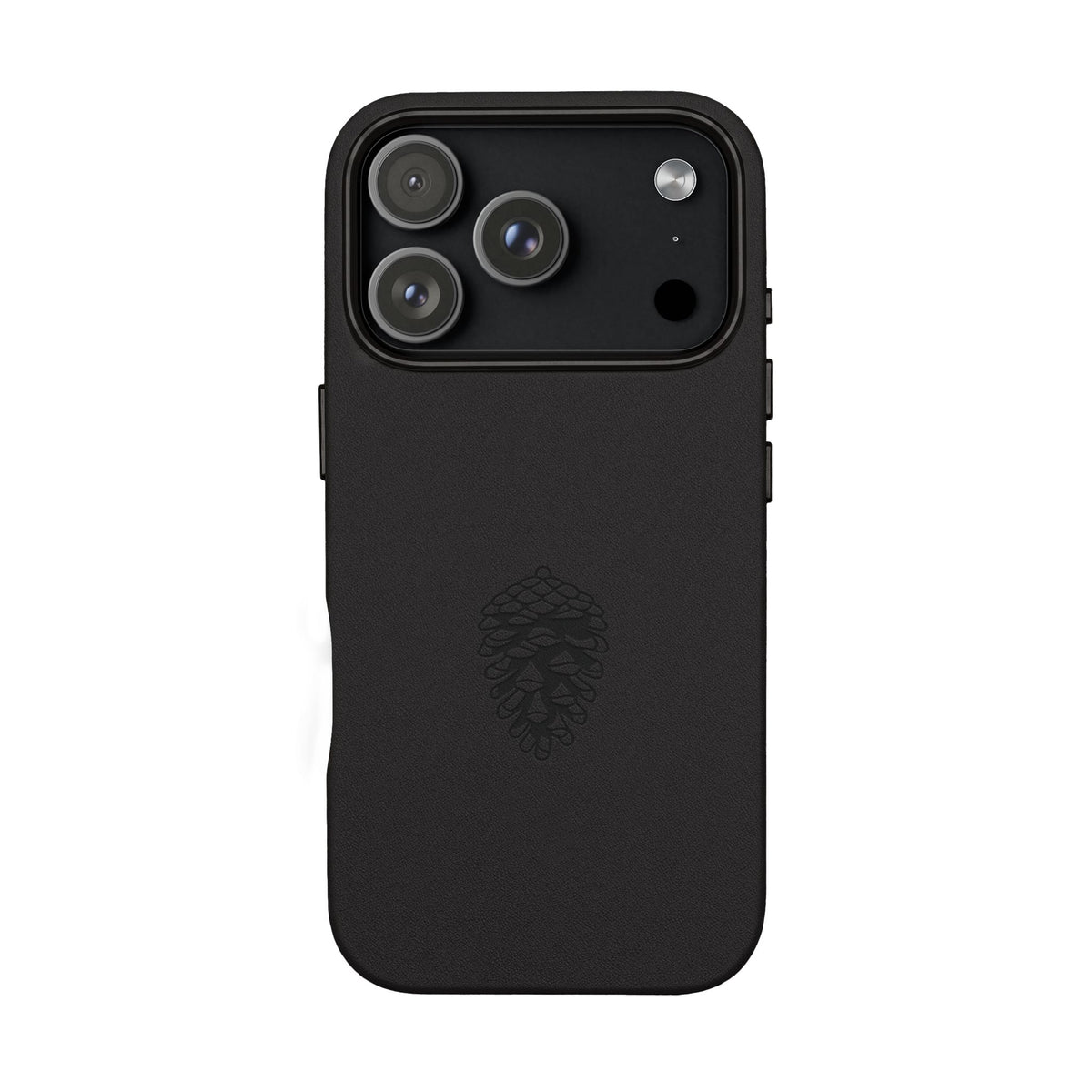 Engraved Leather Phone Case — Minimal Pinecone