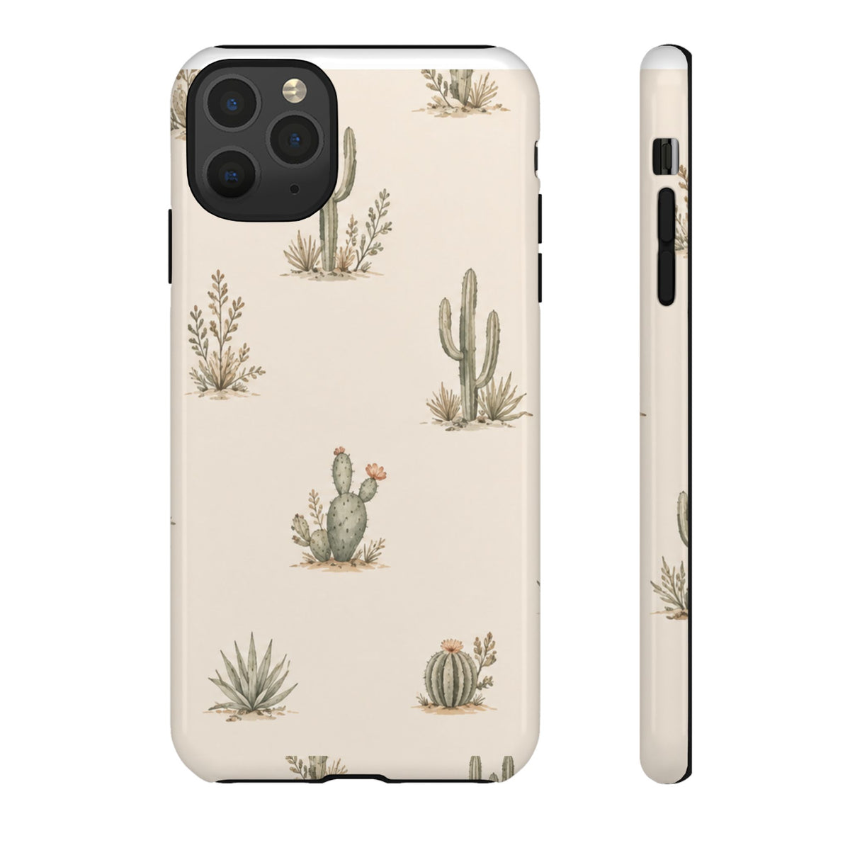 Cactus Pattern Tough Phone Case — Desert Floral Protective Cover