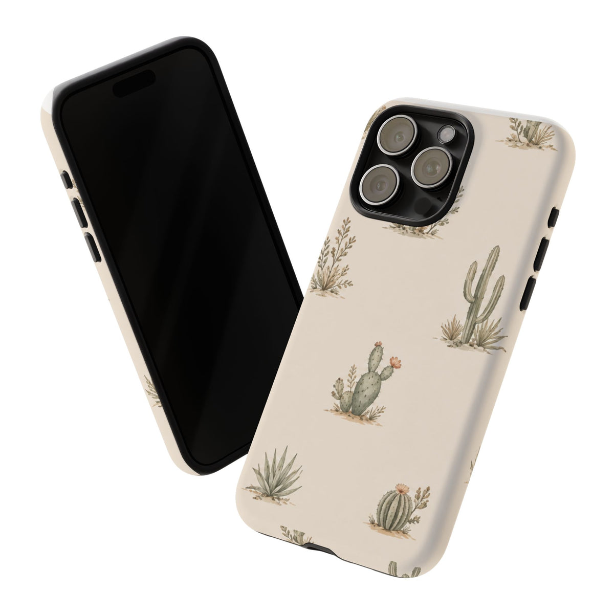 Cactus Pattern Tough Phone Case — Desert Floral Protective Cover