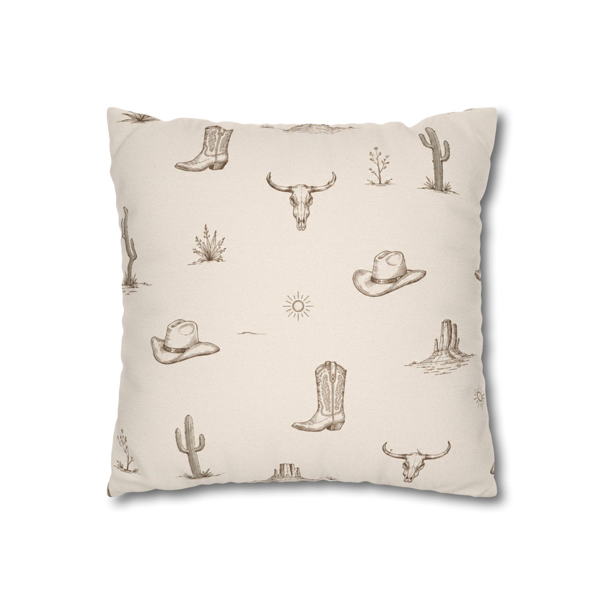 Coussin Décoratif — Désert Western Bottes et Cactus