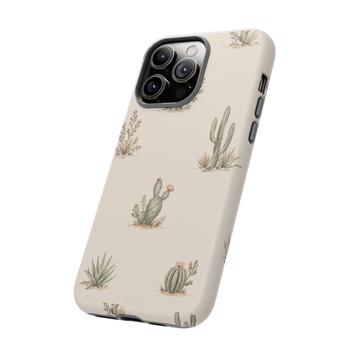 Cactus Pattern Tough Phone Case — Desert Floral Protective Cover