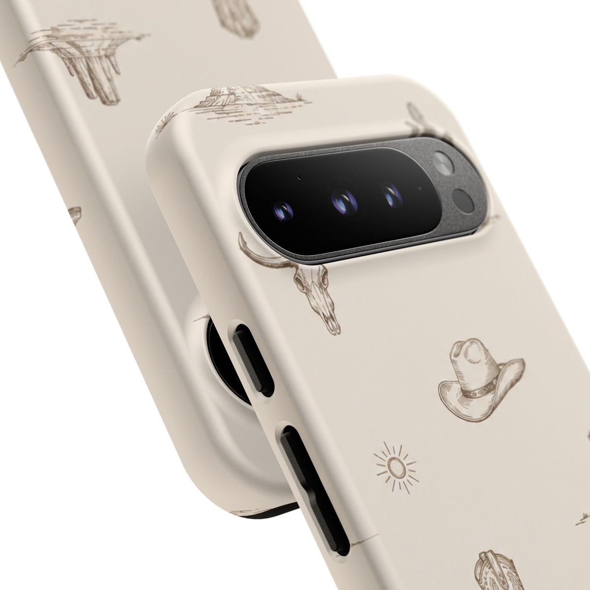 Western Desert Phone Case — Cowboy Boots, Cactus & Skull Pattern