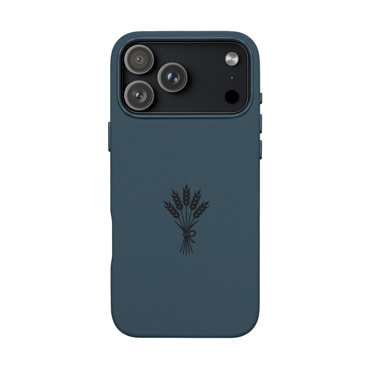 Étui Téléphone Cuir Gravé — Bouquet de Blé Minimaliste