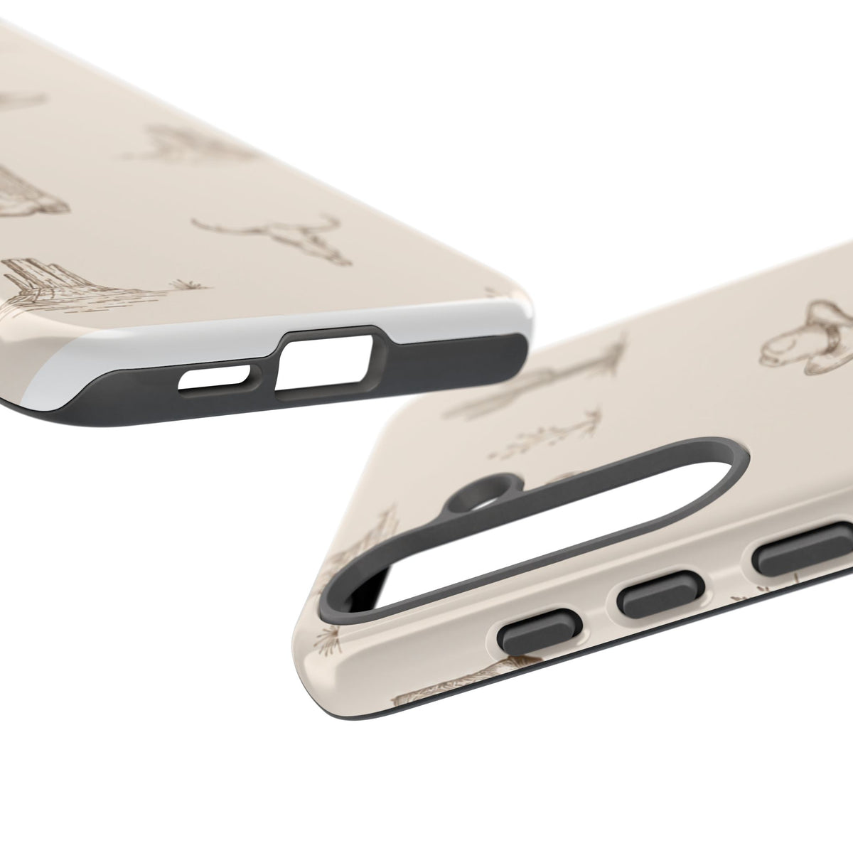 Western Desert Phone Case — Cowboy Boots, Cactus & Skull Pattern