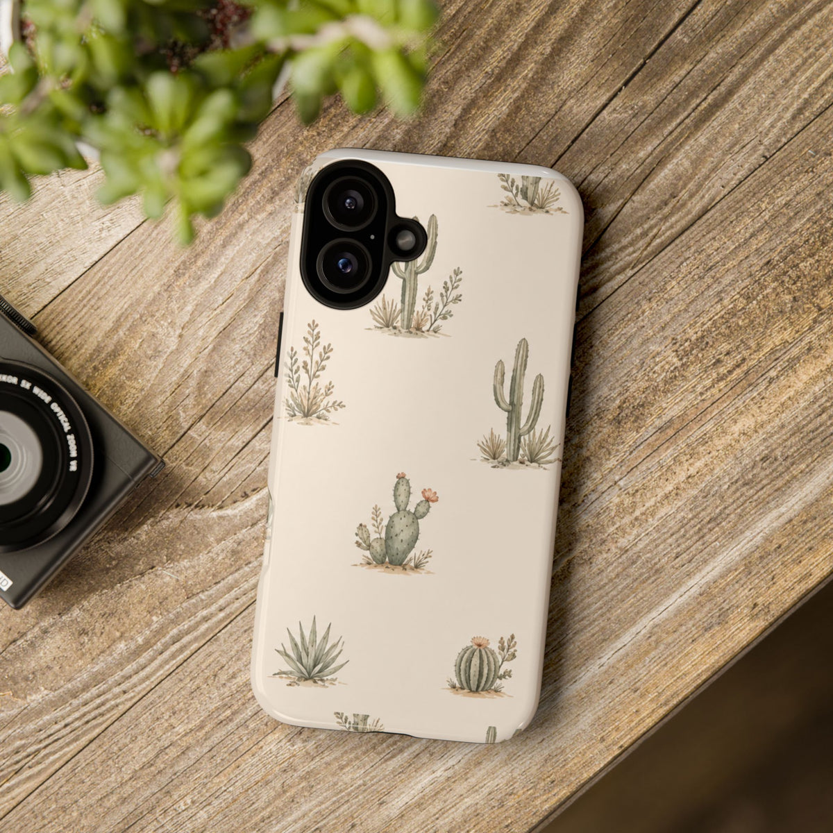 Cactus Pattern Tough Phone Case — Desert Floral Protective Cover