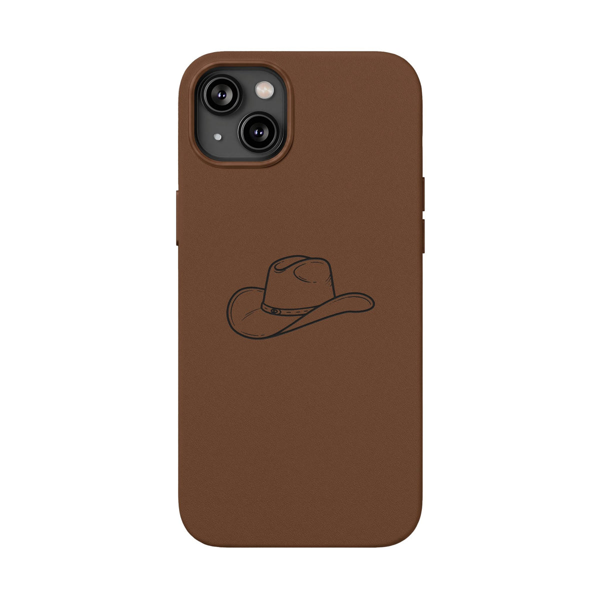 Étui Téléphone Cuir Gravé — Chapeau de Cowboy