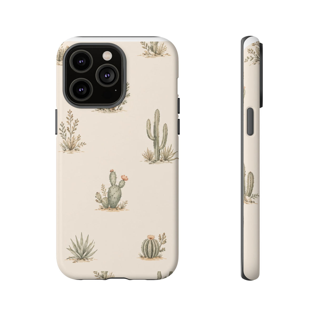 Cactus Pattern Tough Phone Case — Desert Floral Protective Cover