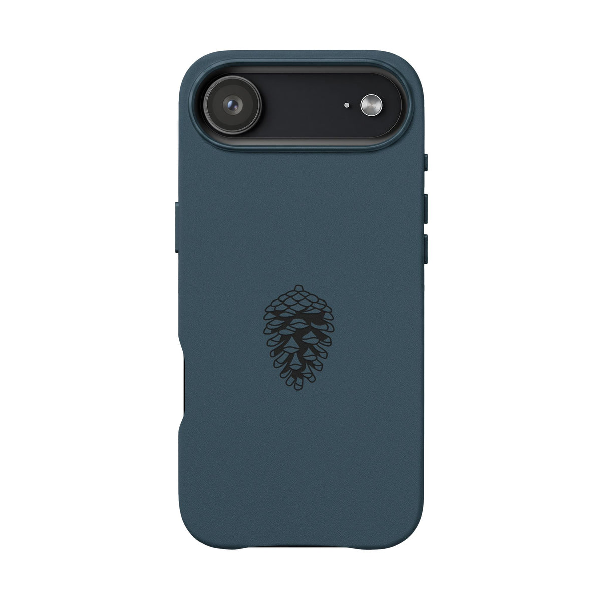 Engraved Leather Phone Case — Minimal Pinecone
