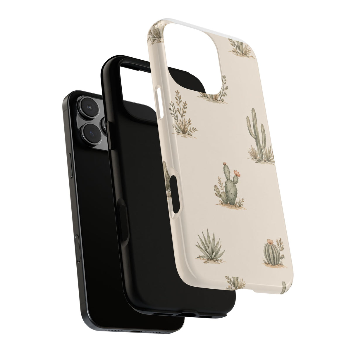 Cactus Pattern Tough Phone Case — Desert Floral Protective Cover
