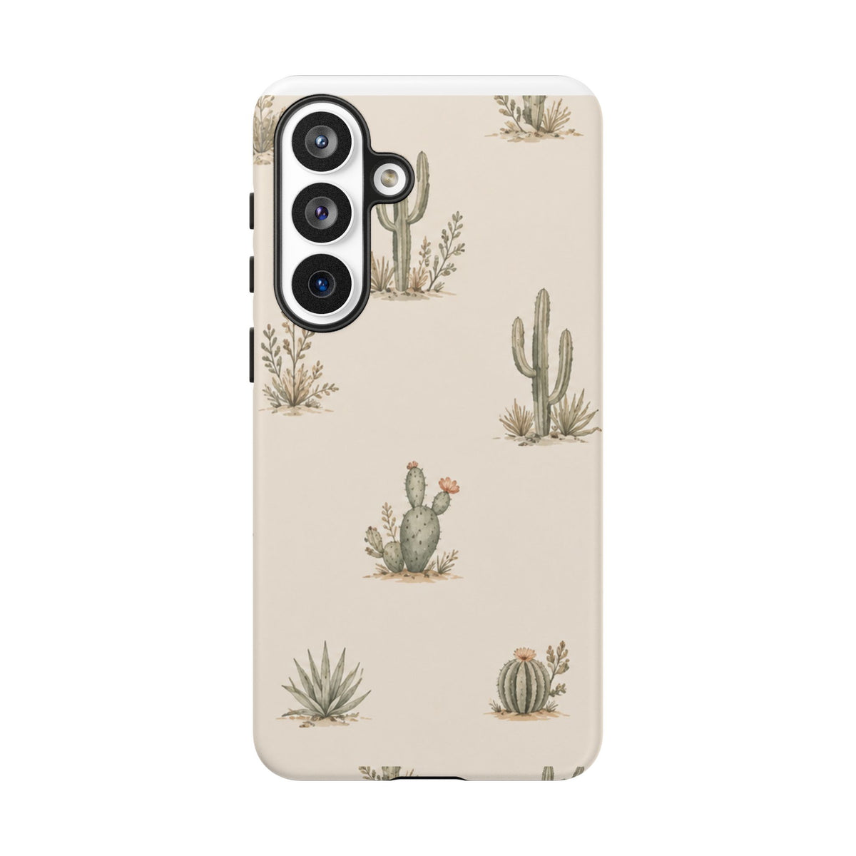 Cactus Pattern Tough Phone Case — Desert Floral Protective Cover
