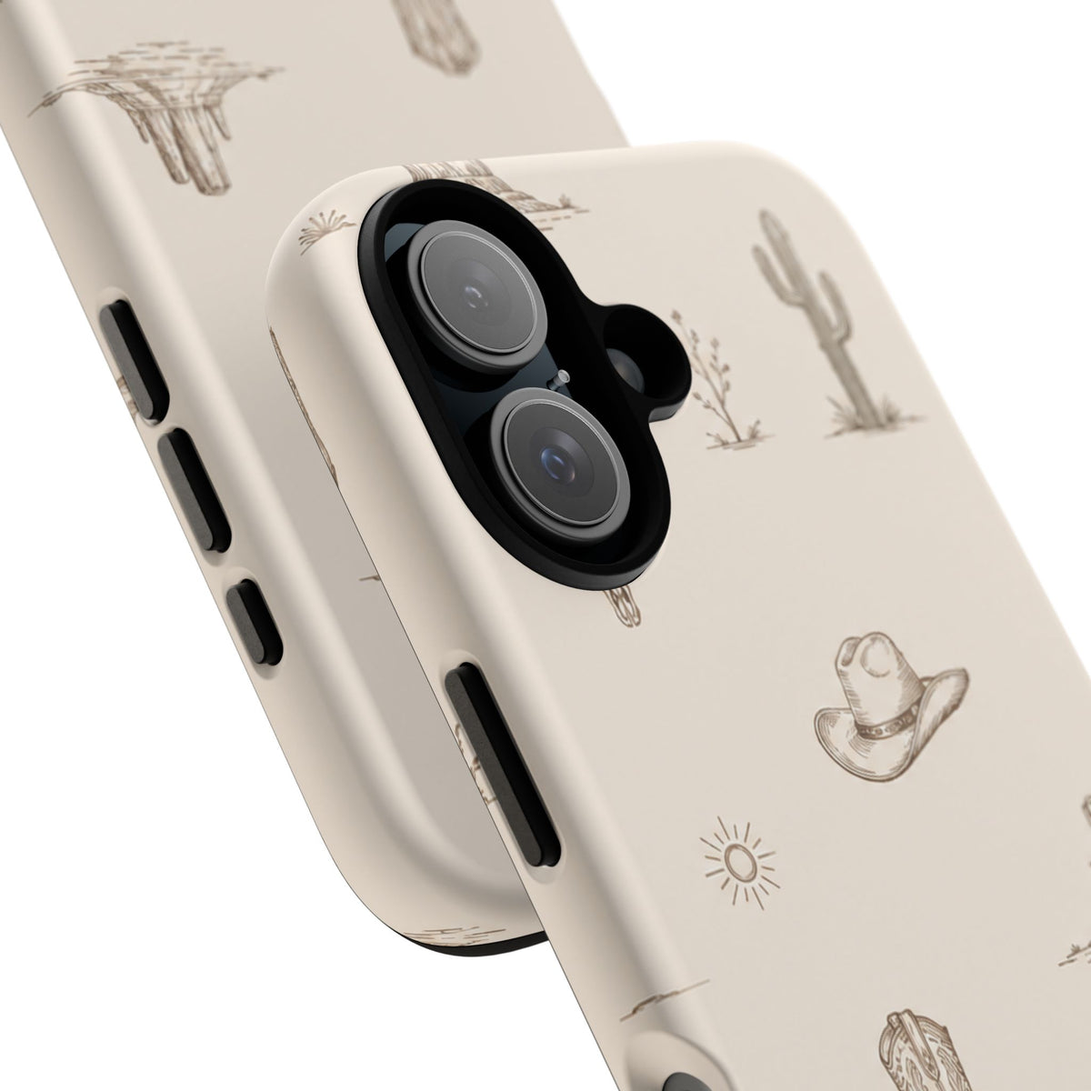 Western Desert Phone Case — Cowboy Boots, Cactus & Skull Pattern