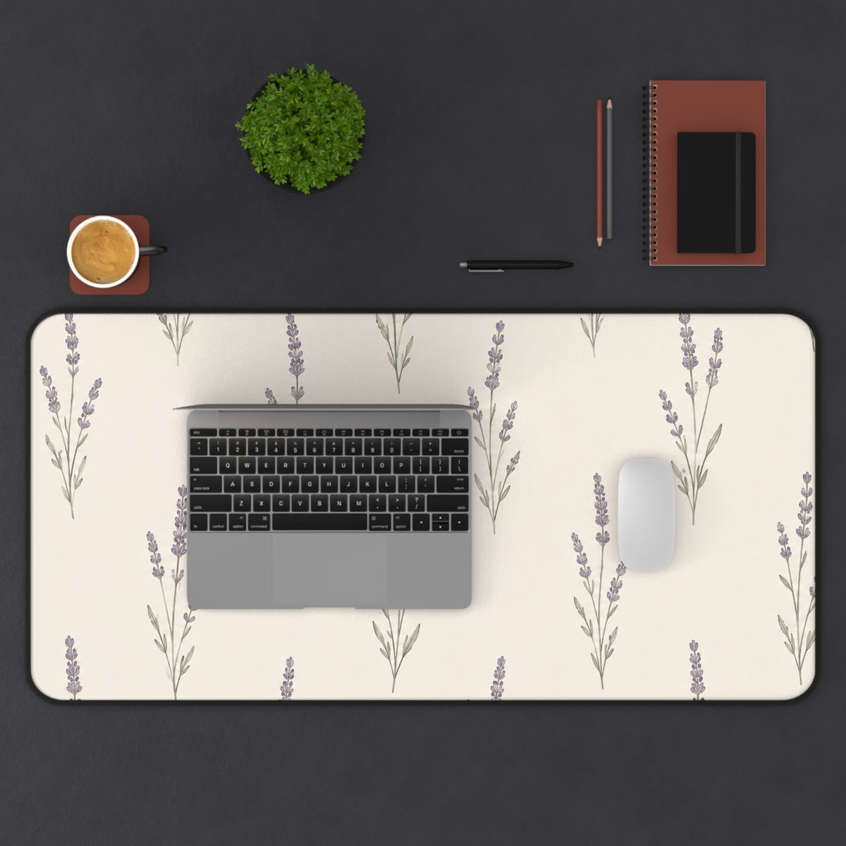 Lavender Sprig Desk Mat — Floral Computer Pad for Home Office & Study