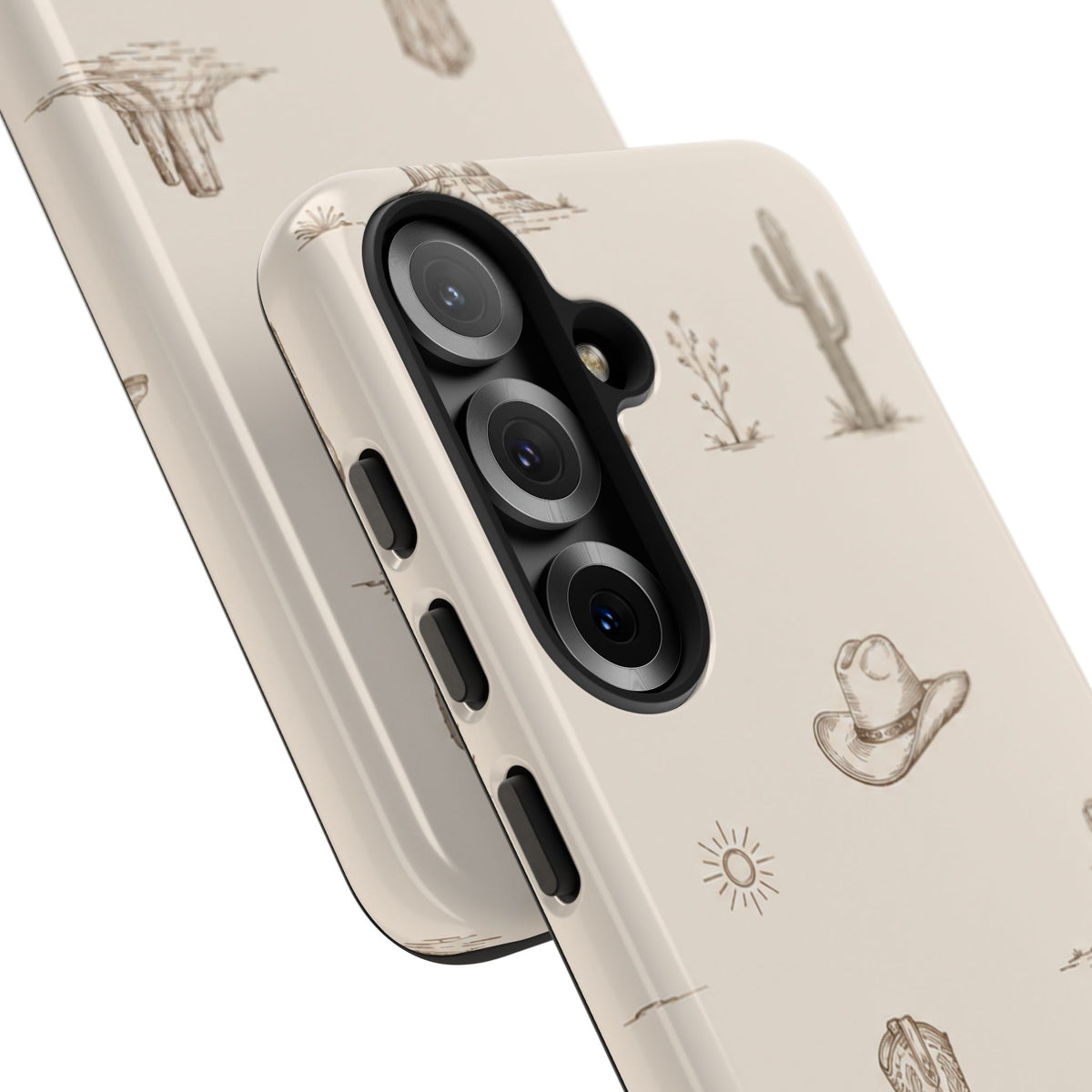 Western Desert Phone Case — Cowboy Boots, Cactus & Skull Pattern