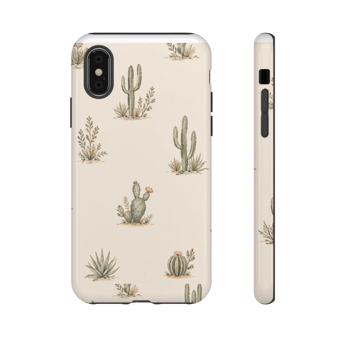 Cactus Pattern Tough Phone Case — Desert Floral Protective Cover