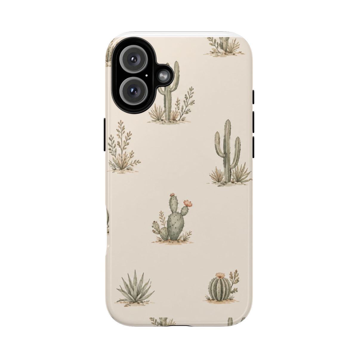 Cactus Pattern Tough Phone Case — Desert Floral Protective Cover