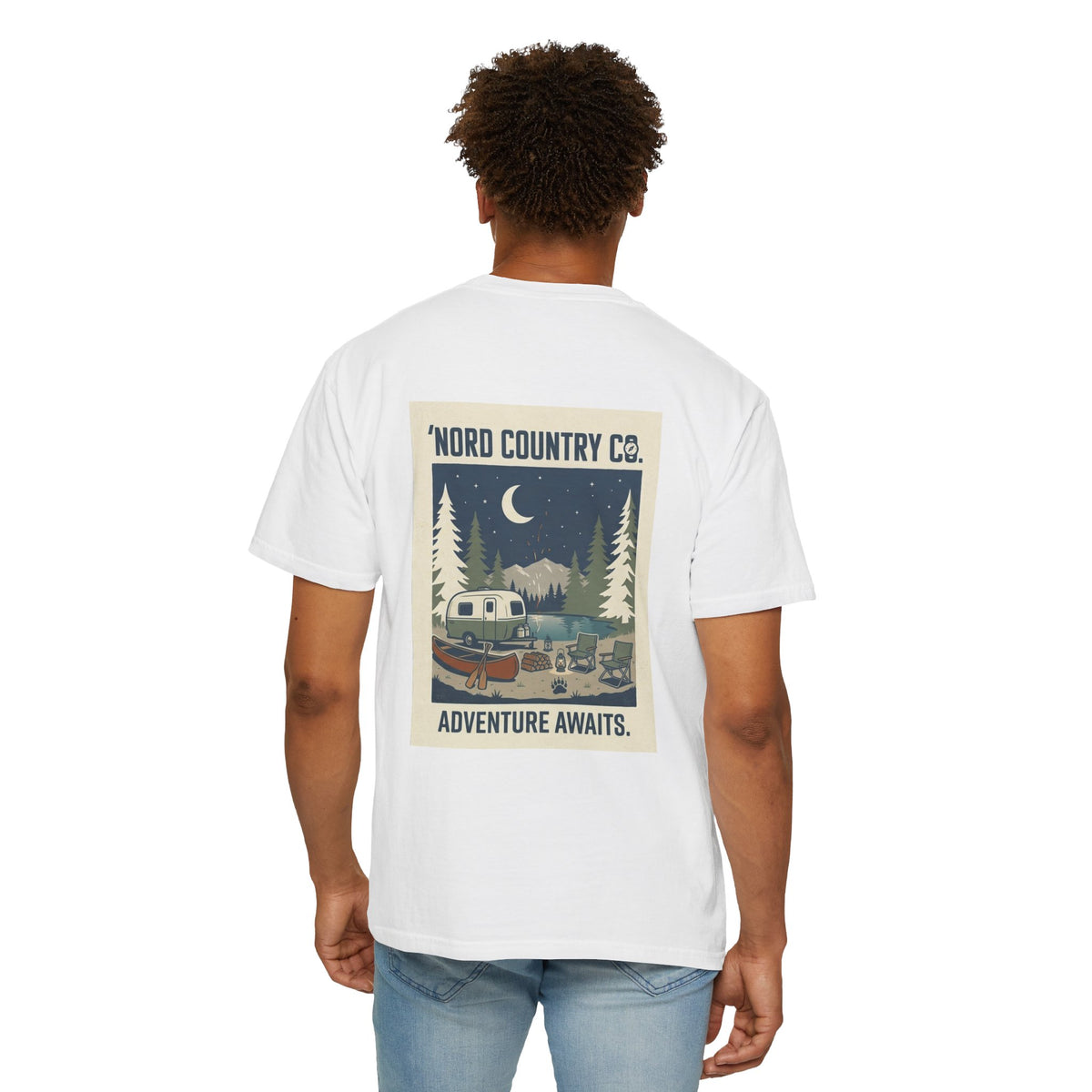 Adventure Camp T-Shirt — "Adventure Awaits" Retro Camper Graphic