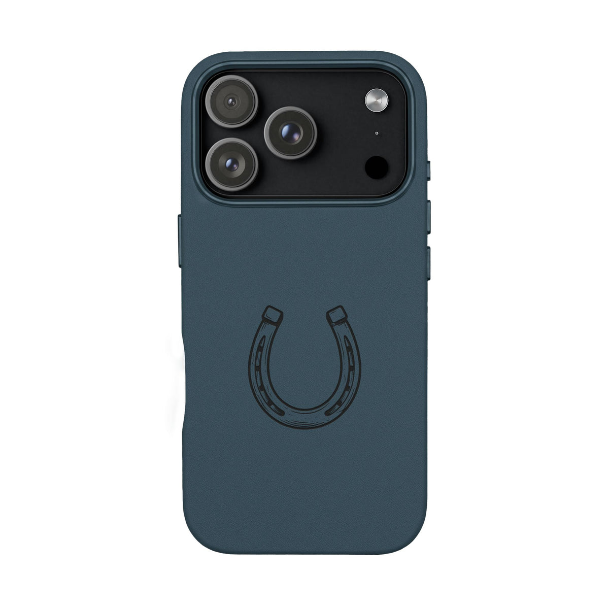 Étui Téléphone Cuir Gravé — Fer à Cheval Minimaliste