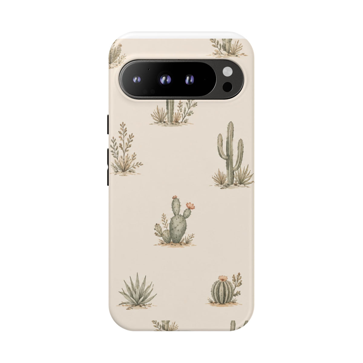 Cactus Pattern Tough Phone Case — Desert Floral Protective Cover