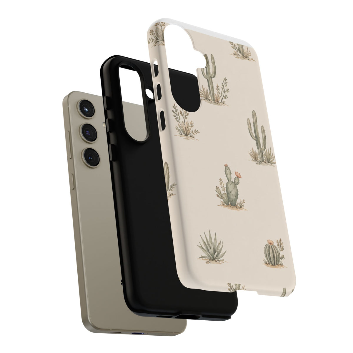 Cactus Pattern Tough Phone Case — Desert Floral Protective Cover