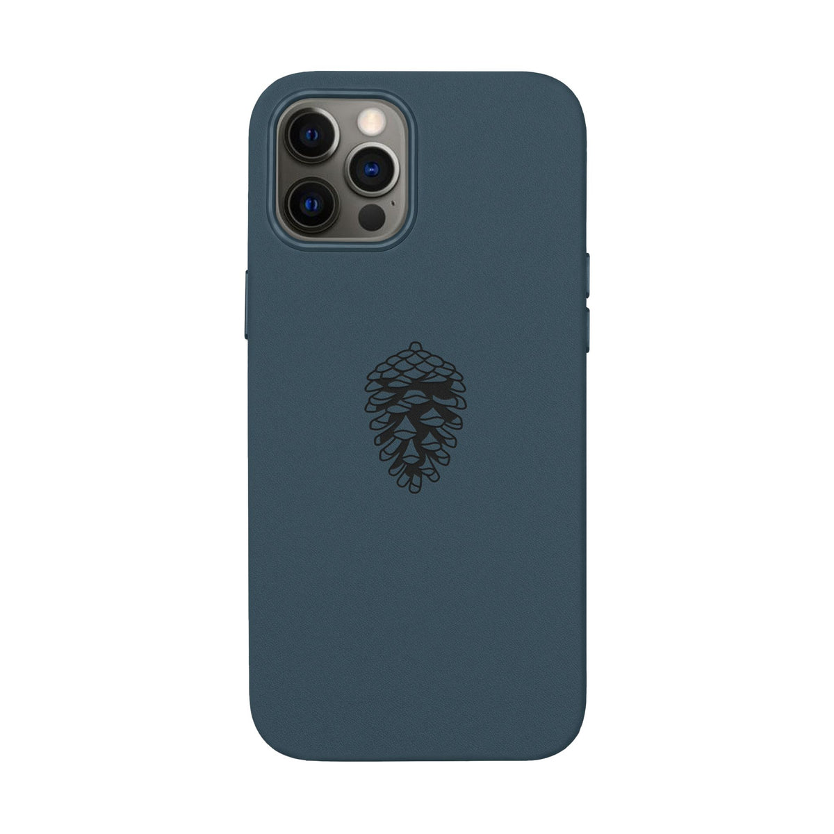 Engraved Leather Phone Case — Minimal Pinecone