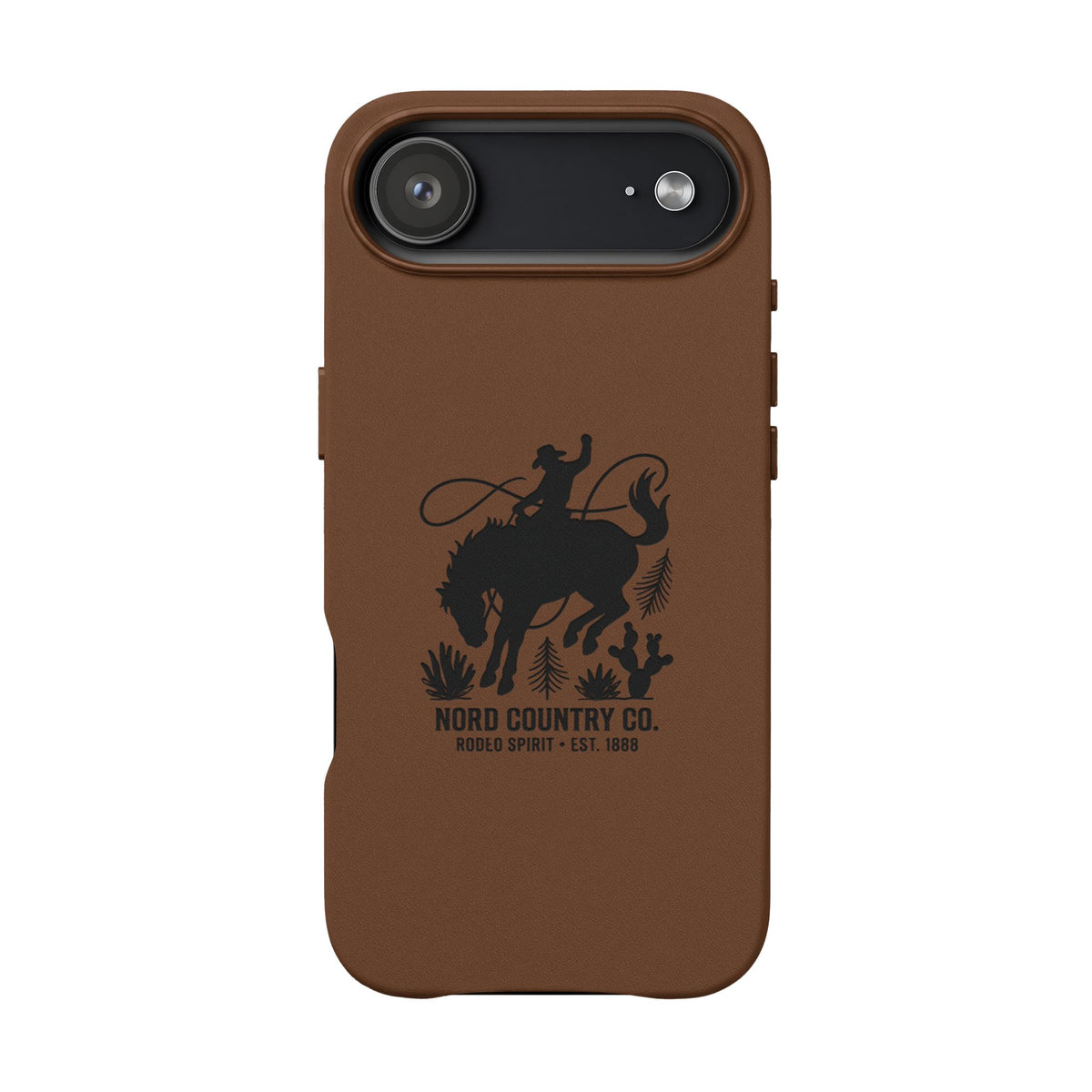 Étui Téléphone Cuir Gravé — Design Minimaliste Chameau