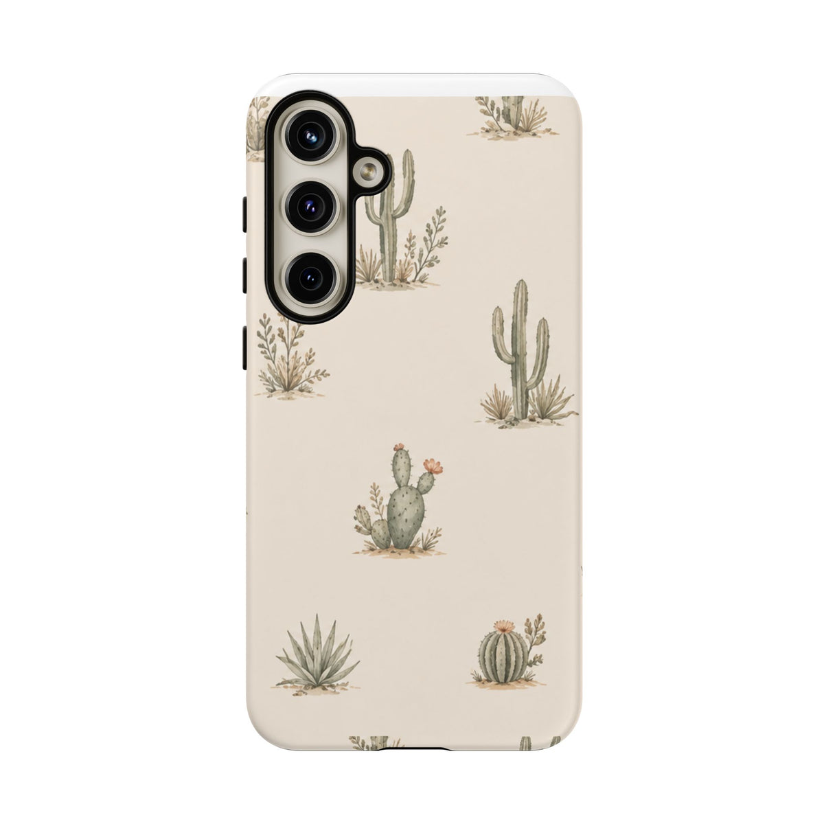 Cactus Pattern Tough Phone Case — Desert Floral Protective Cover