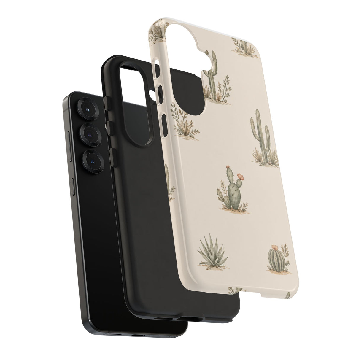 Cactus Pattern Tough Phone Case — Desert Floral Protective Cover