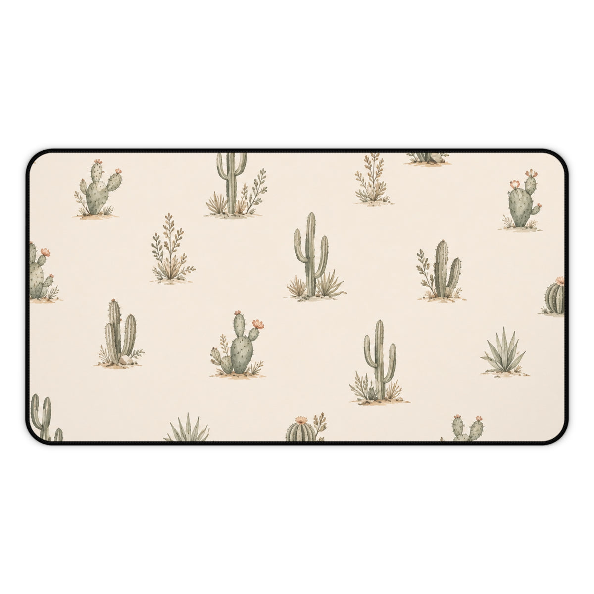 Tapis de Bureau Cactus Désert Fleuri — Tapis de Souris Neutre — Nord Country Co.