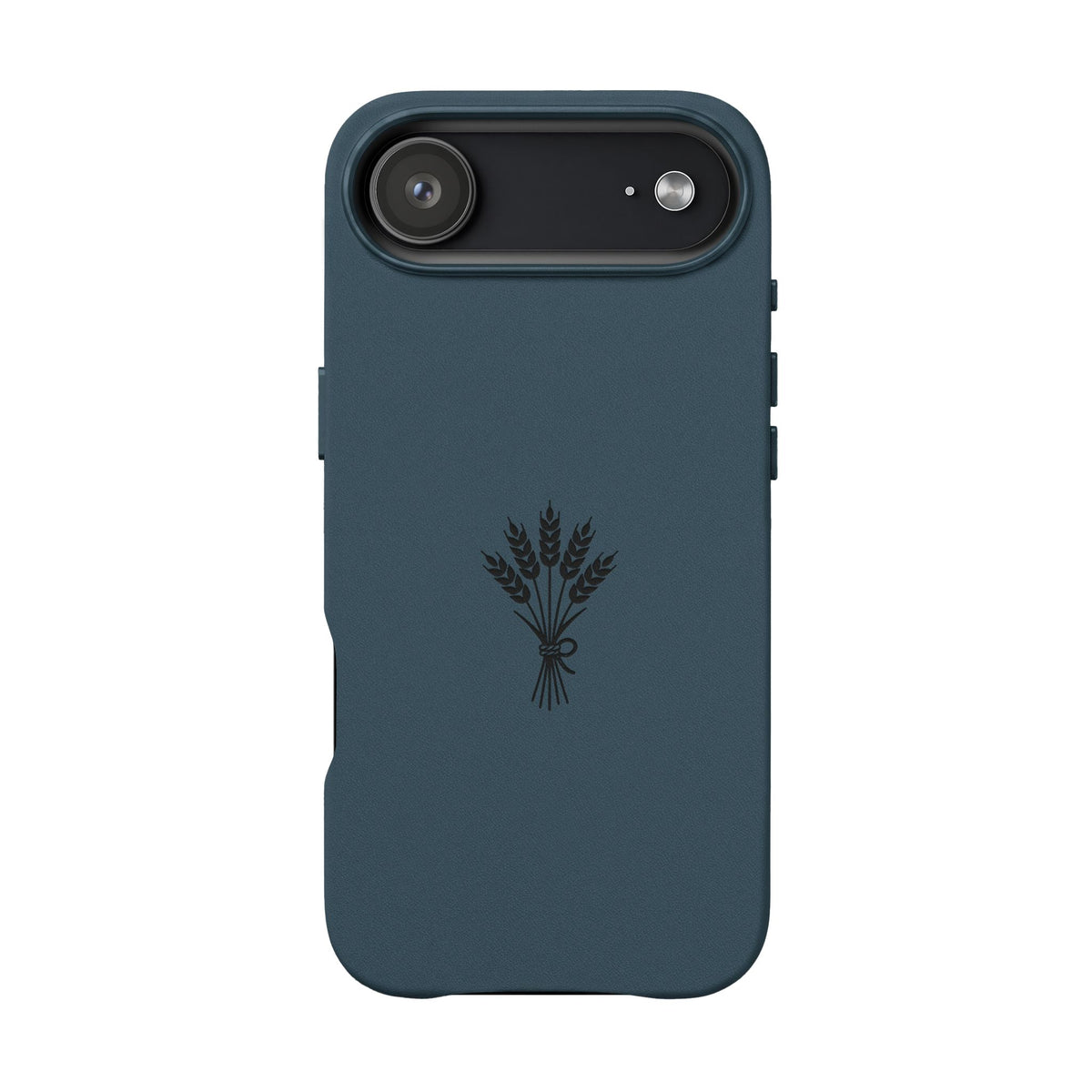 Étui Téléphone Cuir Gravé — Bouquet de Blé Minimaliste