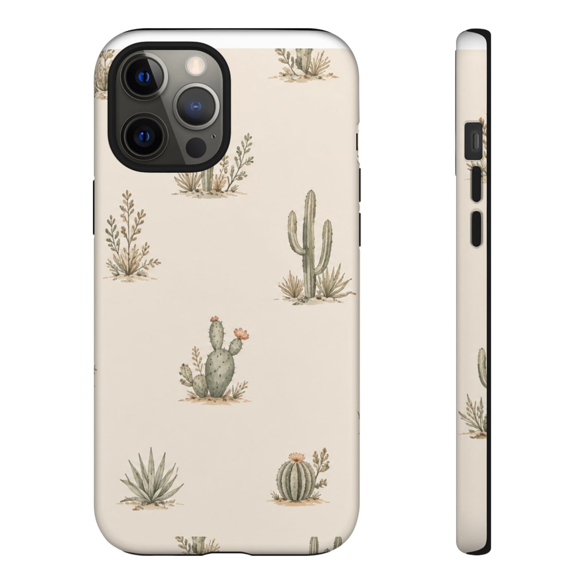 Cactus Pattern Tough Phone Case — Desert Floral Protective Cover