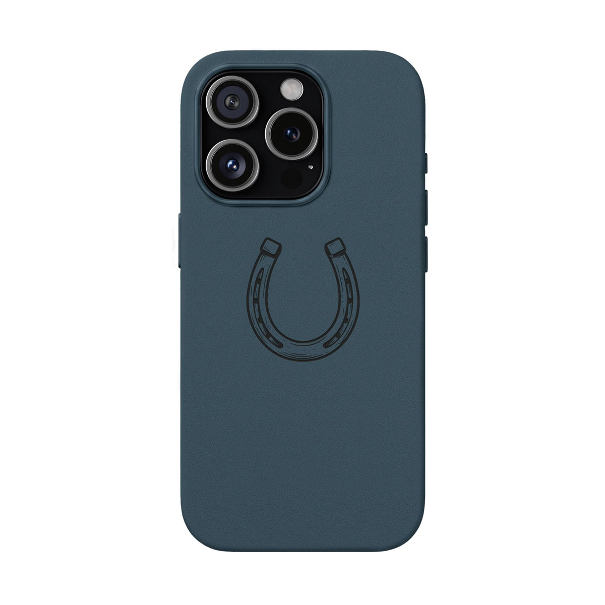 Étui Téléphone Cuir Gravé — Fer à Cheval Minimaliste