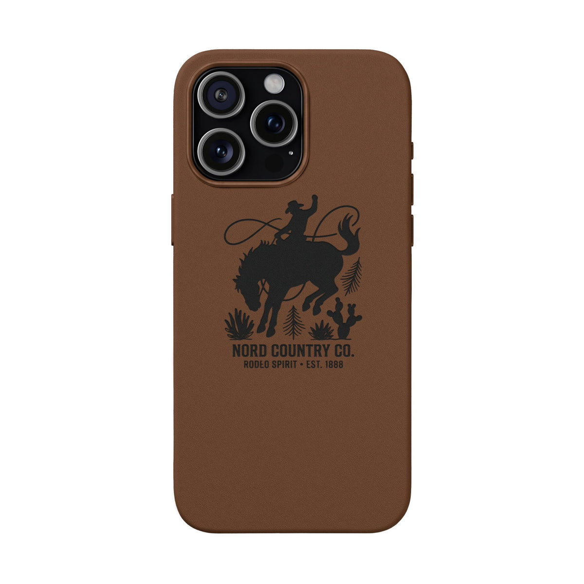 Étui Téléphone Cuir Gravé — Design Minimaliste Chameau