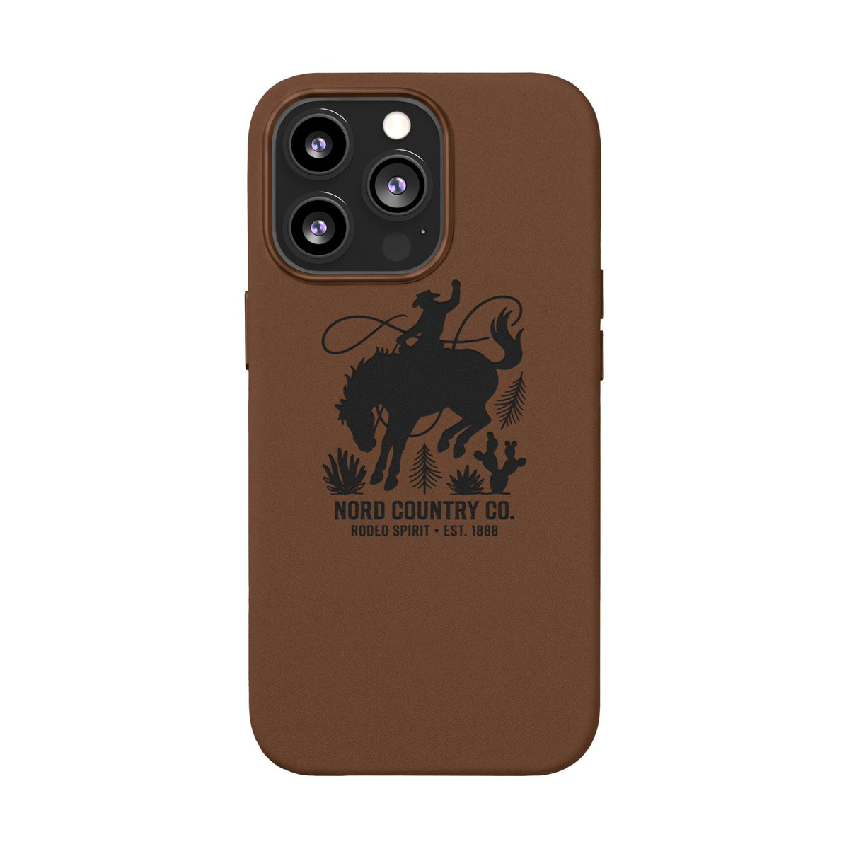 Étui Téléphone Cuir Gravé — Design Minimaliste Chameau