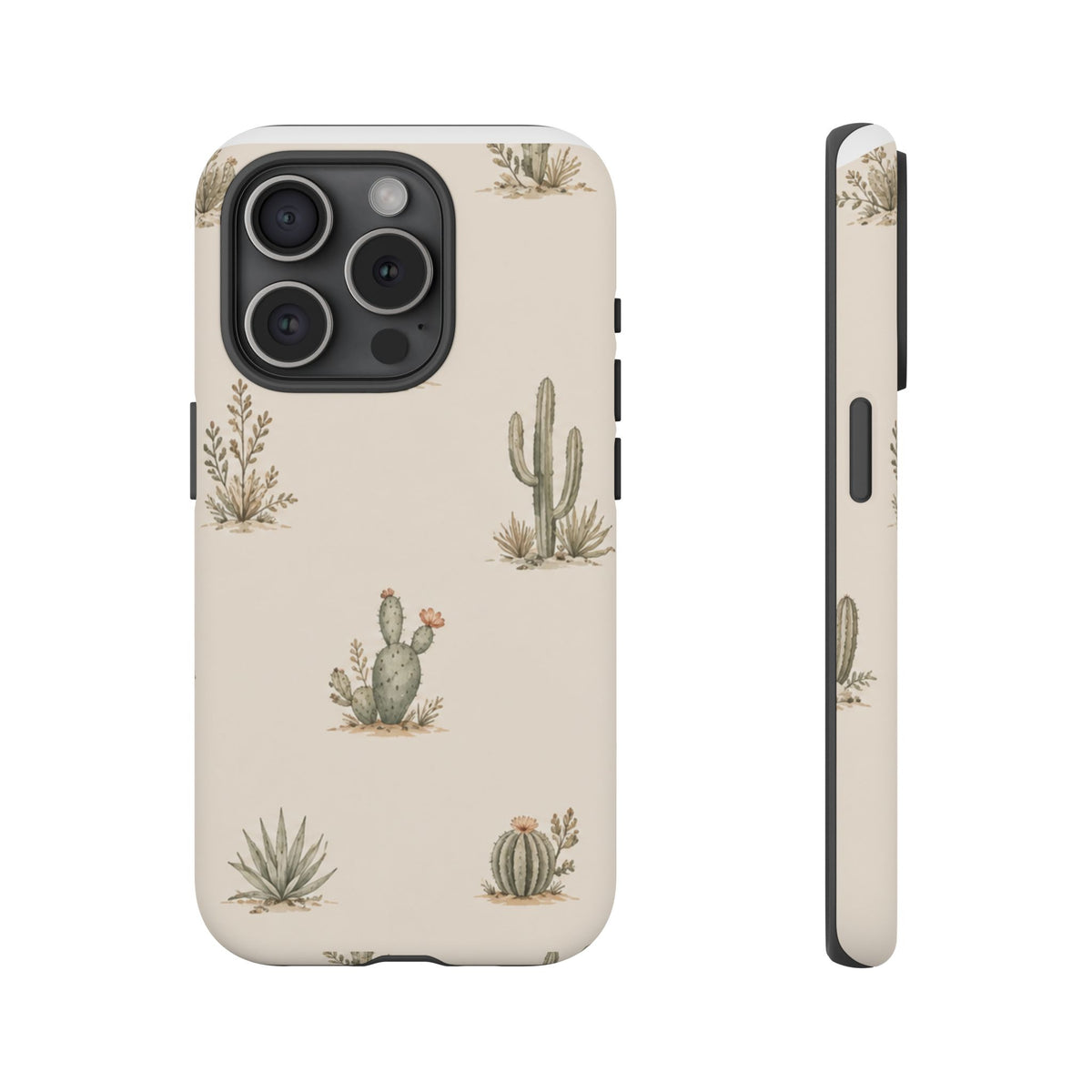Cactus Pattern Tough Phone Case — Desert Floral Protective Cover