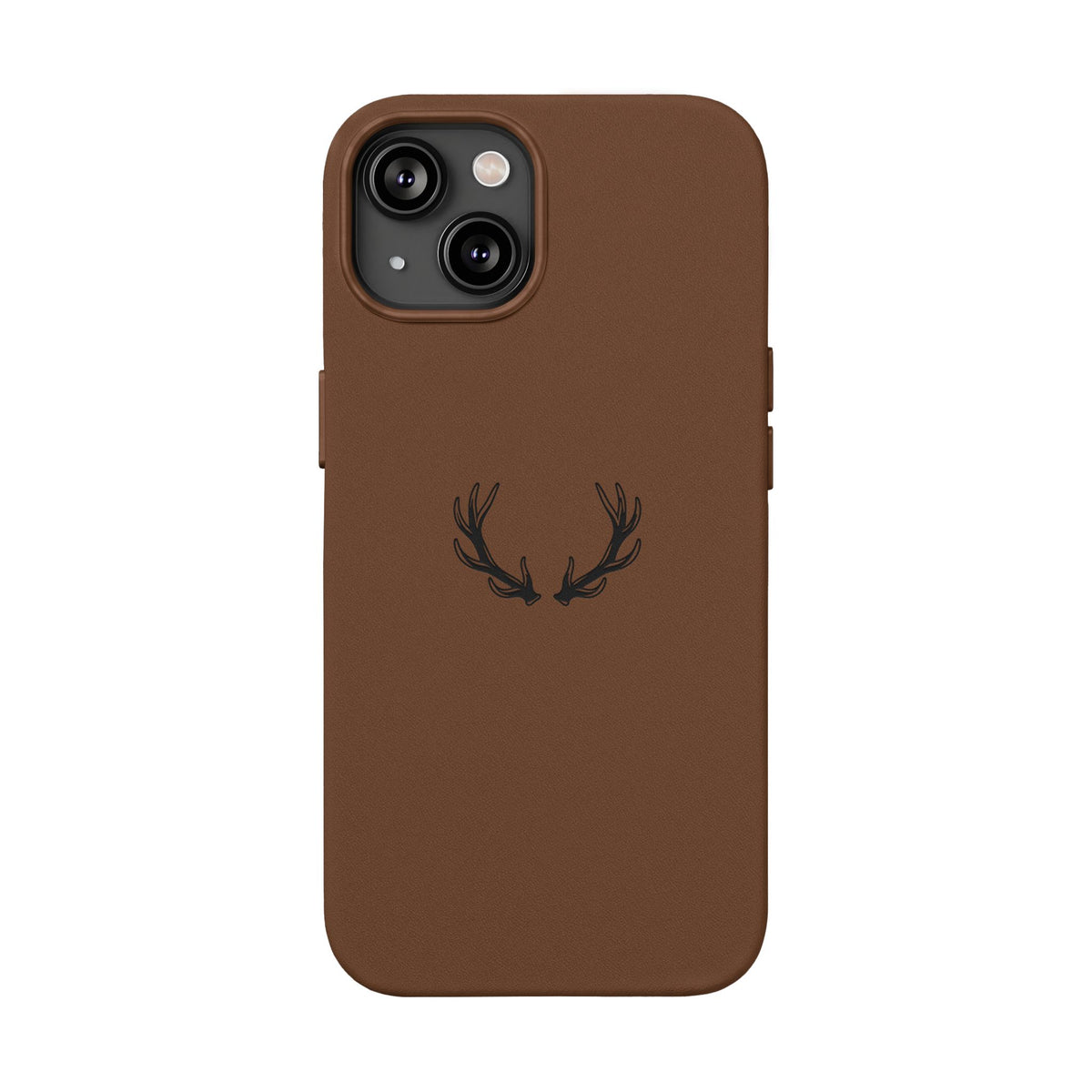 Étui Téléphone Cuir Gravé — Bois de Cerf Minimaliste