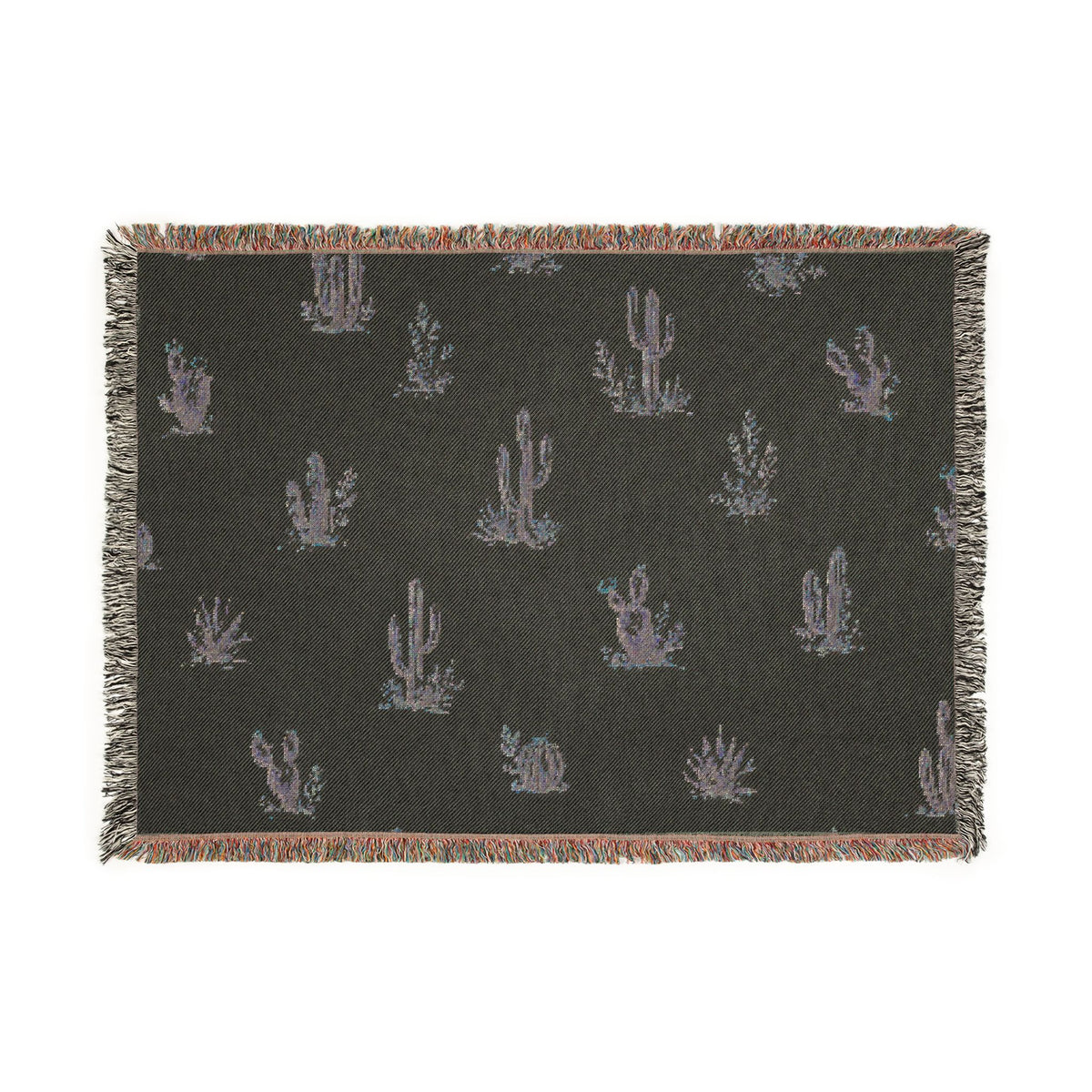 Jeté Tissé Motif Cactus — Désert Southwestern — Nord Country Co.