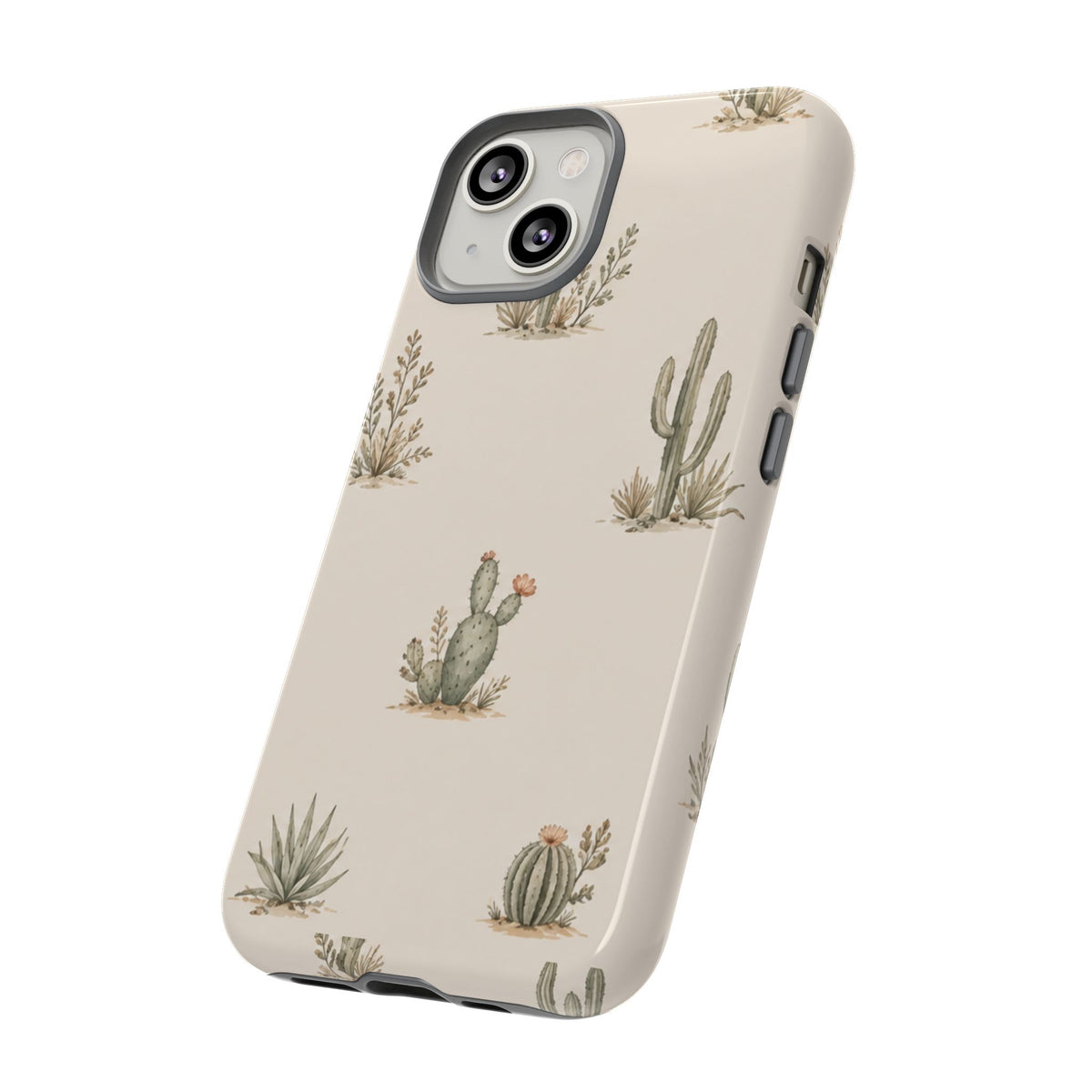Cactus Pattern Tough Phone Case — Desert Floral Protective Cover