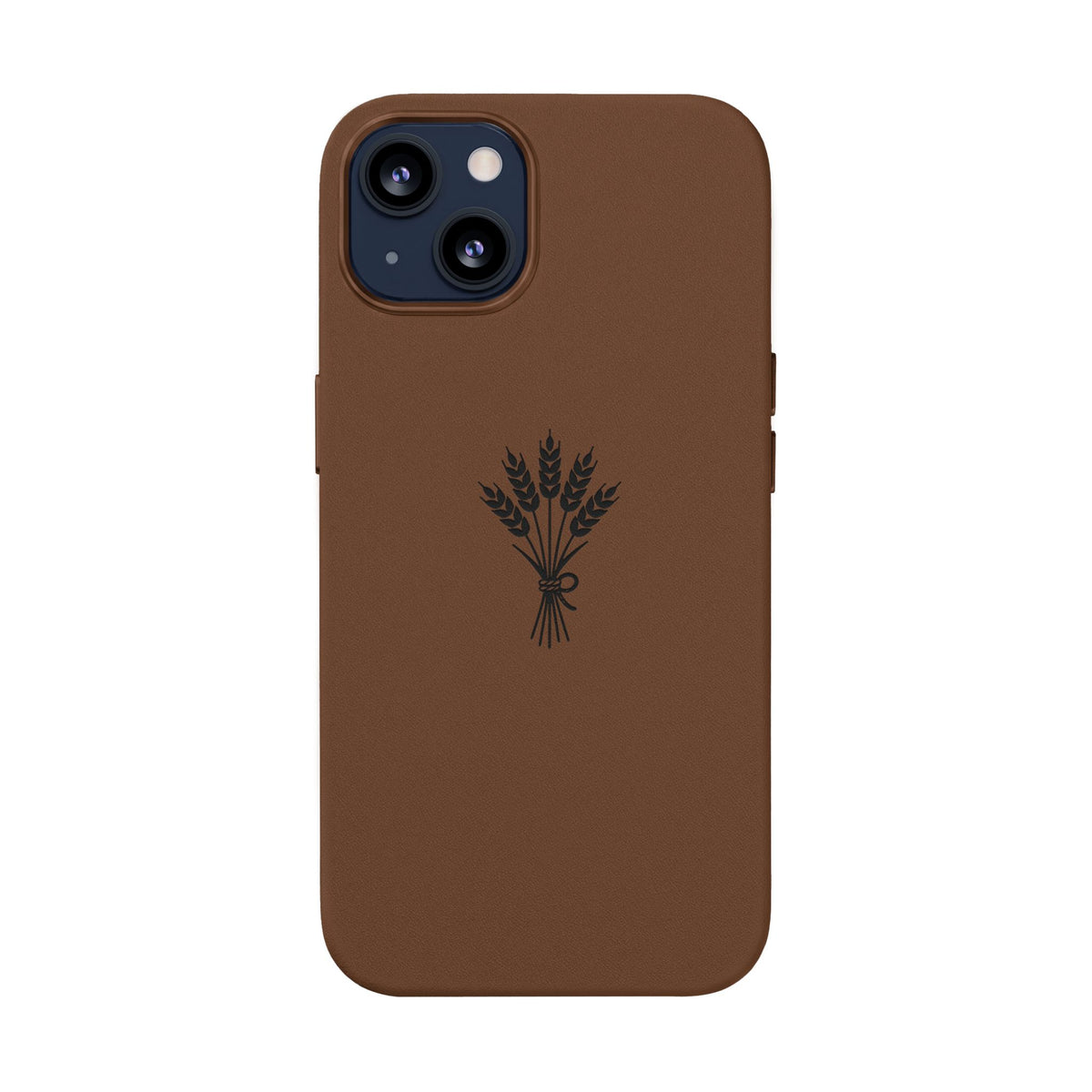 Étui Téléphone Cuir Gravé — Bouquet de Blé Minimaliste
