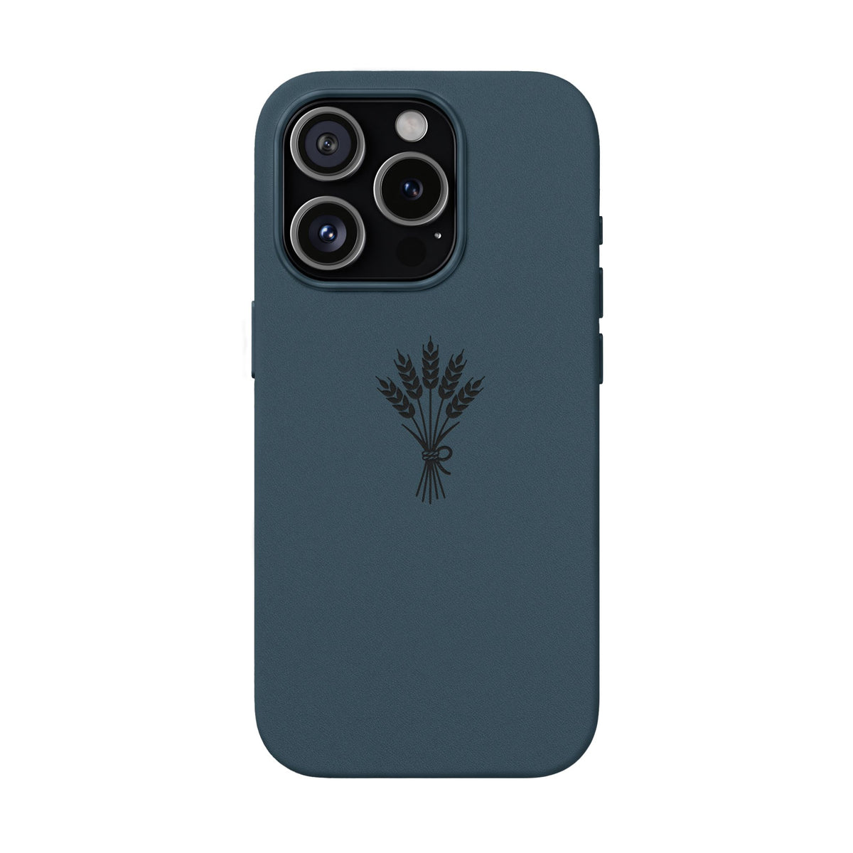Étui Téléphone Cuir Gravé — Bouquet de Blé Minimaliste