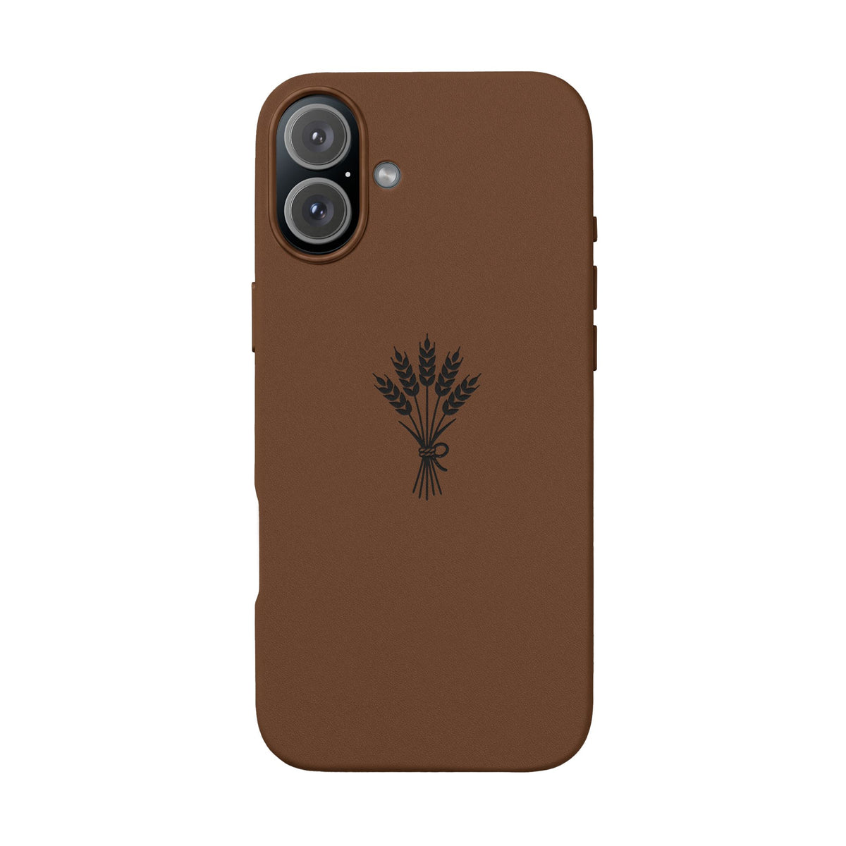 Étui Téléphone Cuir Gravé — Bouquet de Blé Minimaliste
