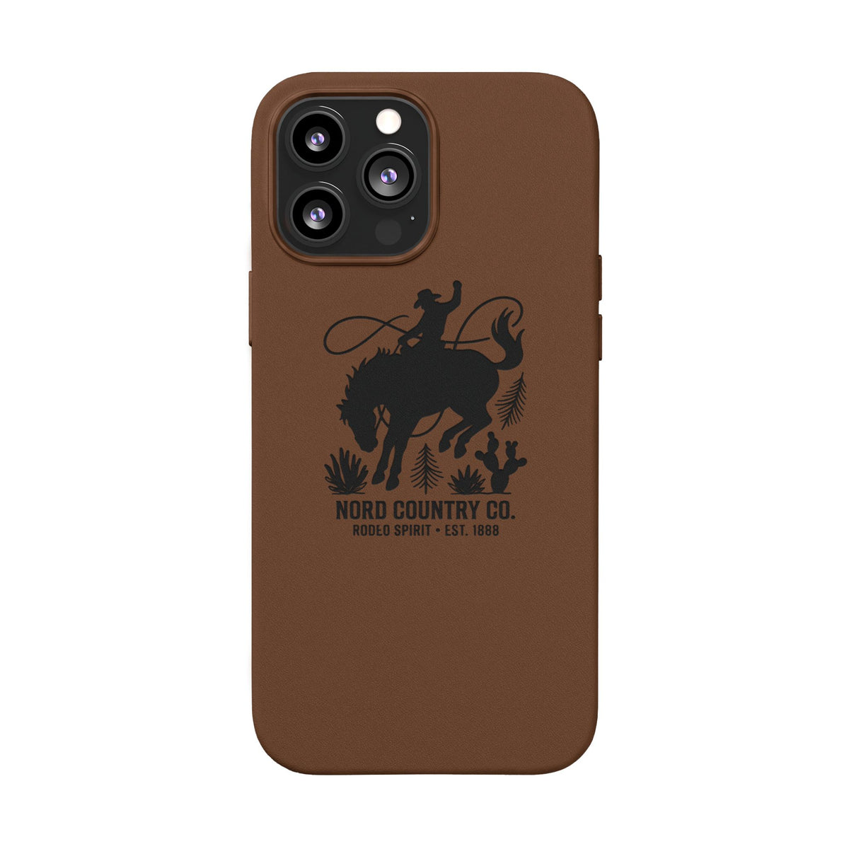 Étui Téléphone Cuir Gravé — Design Minimaliste Chameau