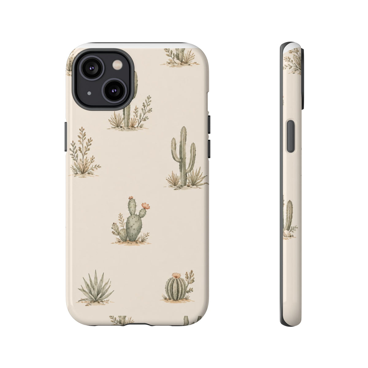 Cactus Pattern Tough Phone Case — Desert Floral Protective Cover