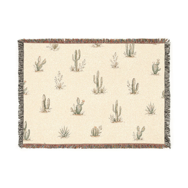 Jeté Tissé Motif Cactus — Désert Southwestern — Nord Country Co.