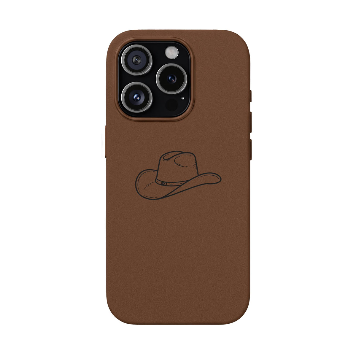 Étui Téléphone Cuir Gravé — Chapeau de Cowboy