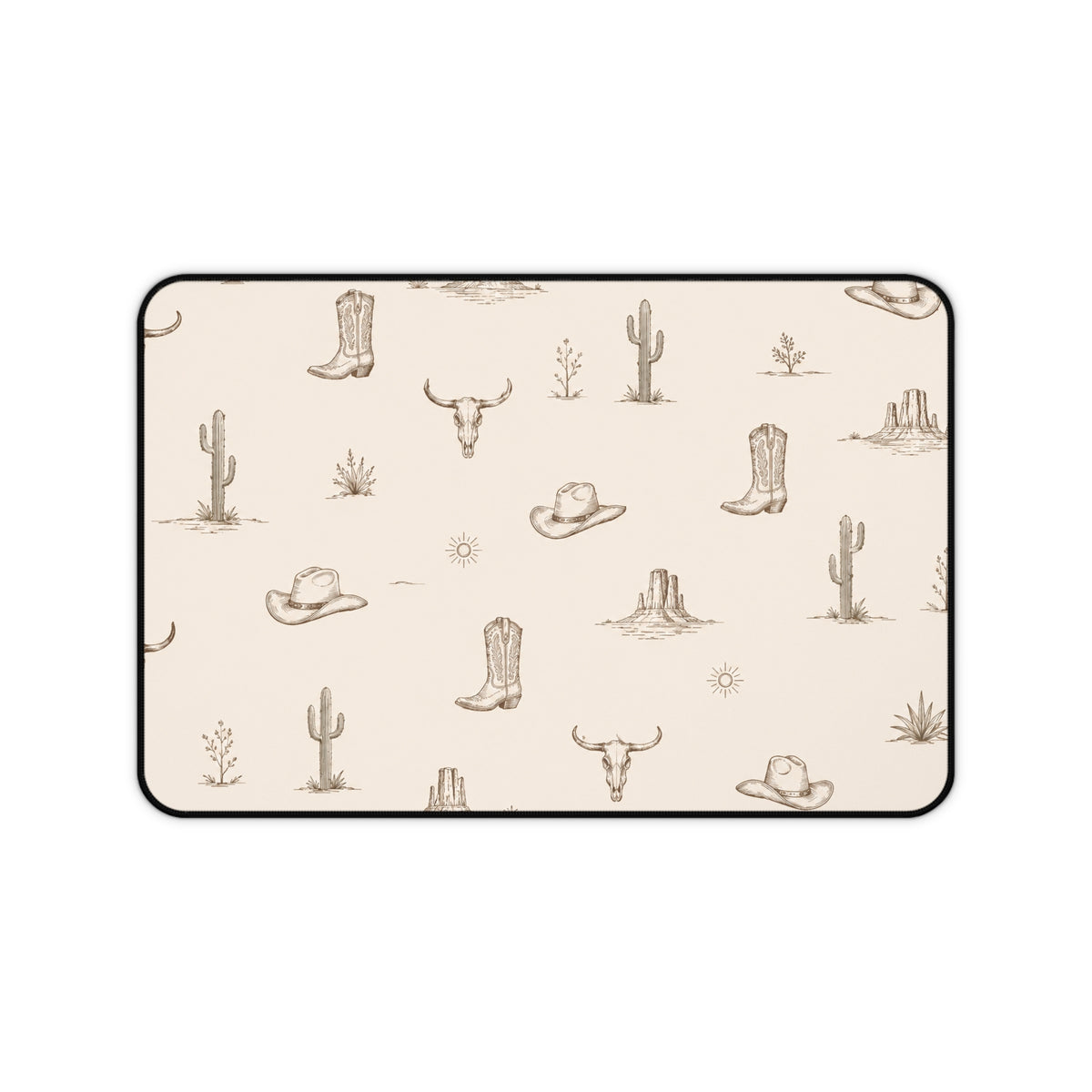Tapis de Bureau Désert Western — Bottes de Cowboy, Cactus et Crâne — Nord Country Co.