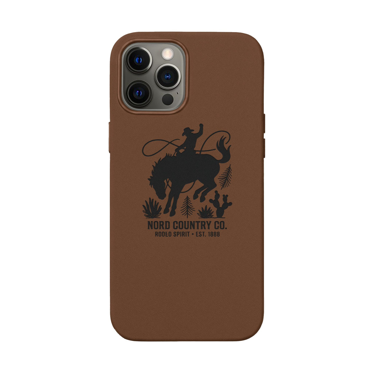 Étui Téléphone Cuir Gravé — Design Minimaliste Chameau