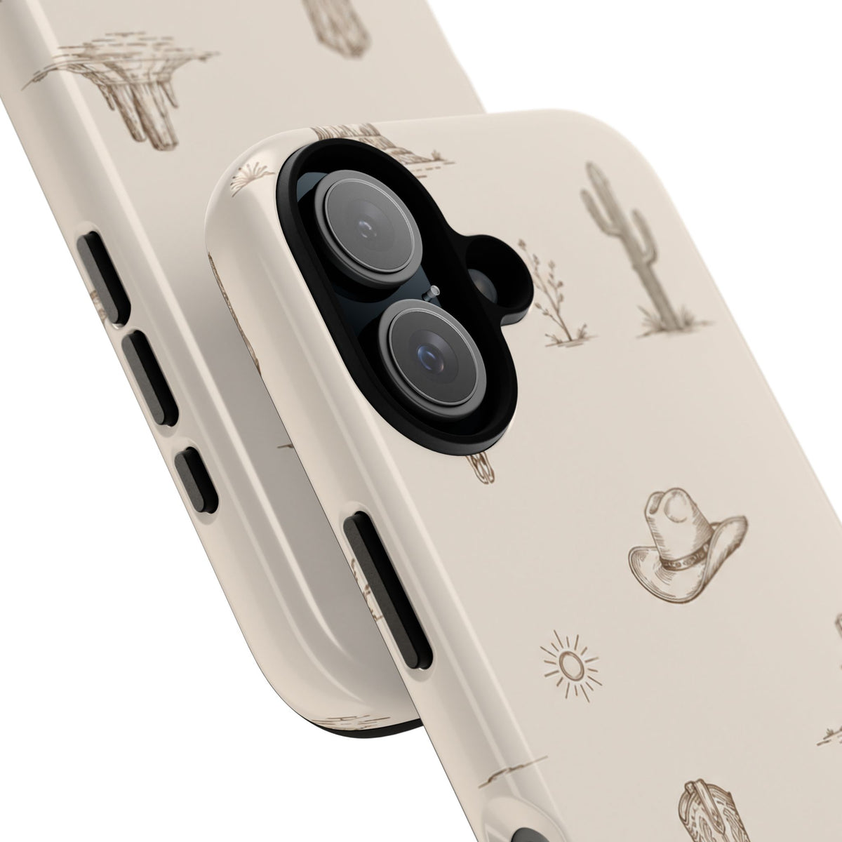 Western Desert Phone Case — Cowboy Boots, Cactus & Skull Pattern
