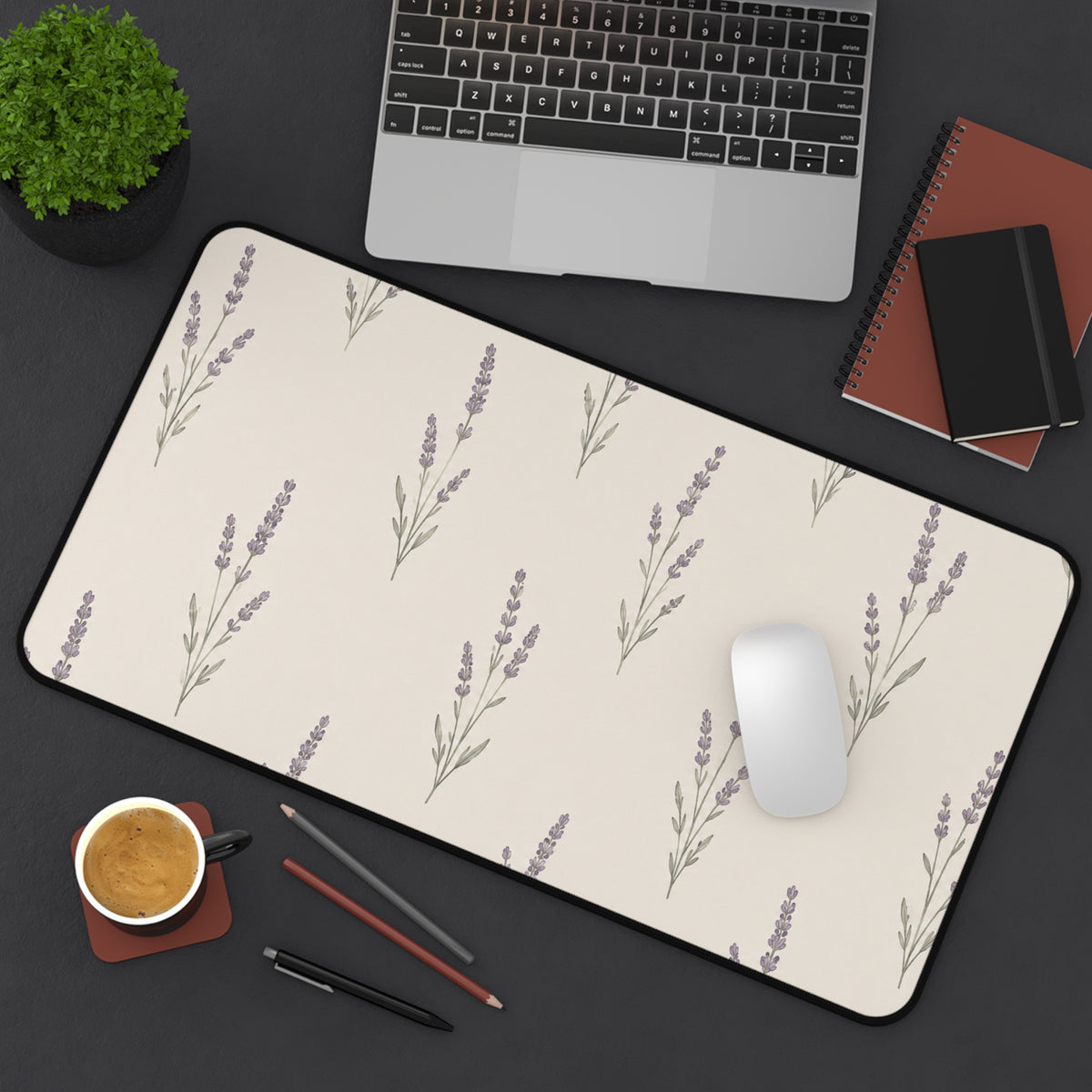 Lavender Sprig Desk Mat — Floral Computer Pad for Home Office & Study