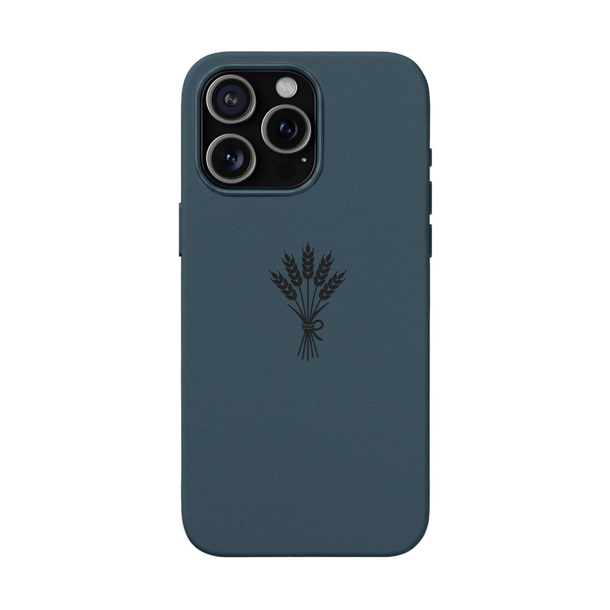 Étui Téléphone Cuir Gravé — Bouquet de Blé Minimaliste