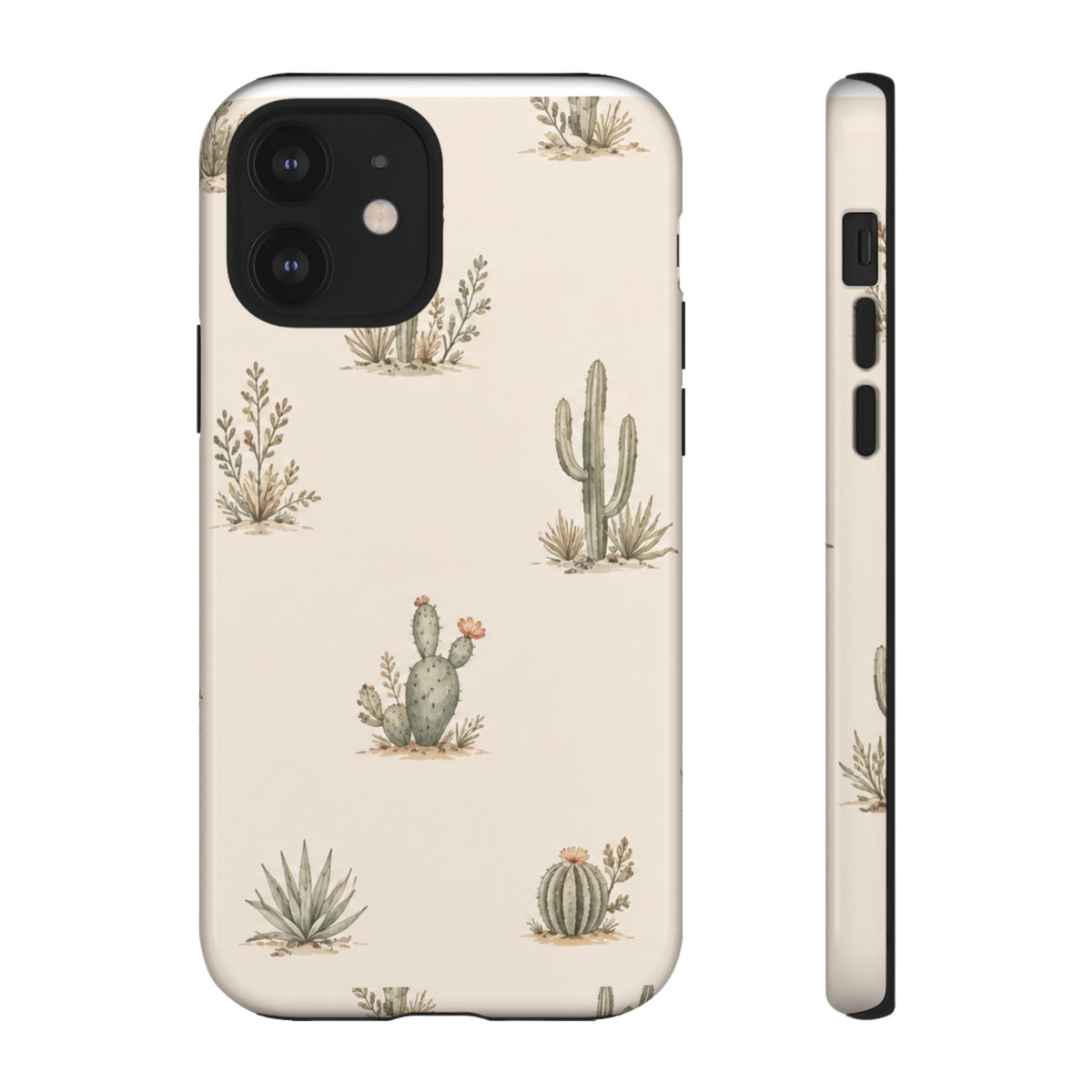 Cactus Pattern Tough Phone Case — Desert Floral Protective Cover